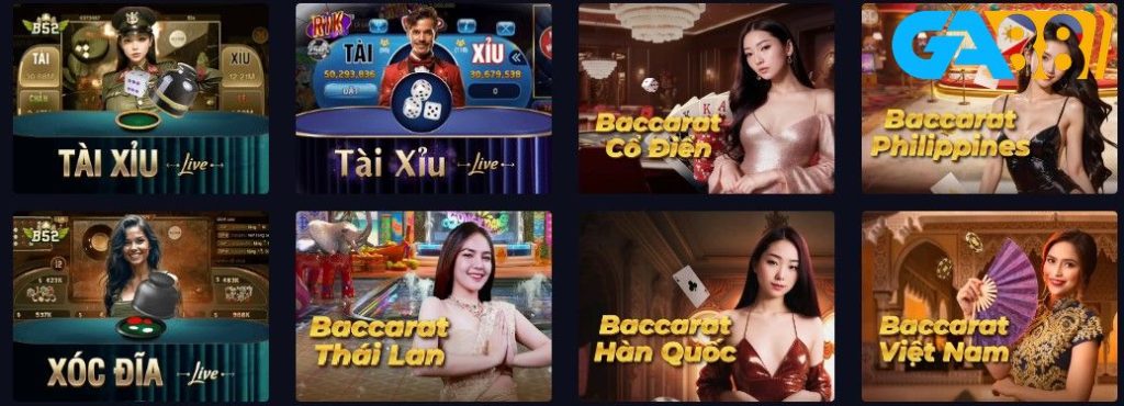 Những trò chơi nổi bật tại live casino GA88